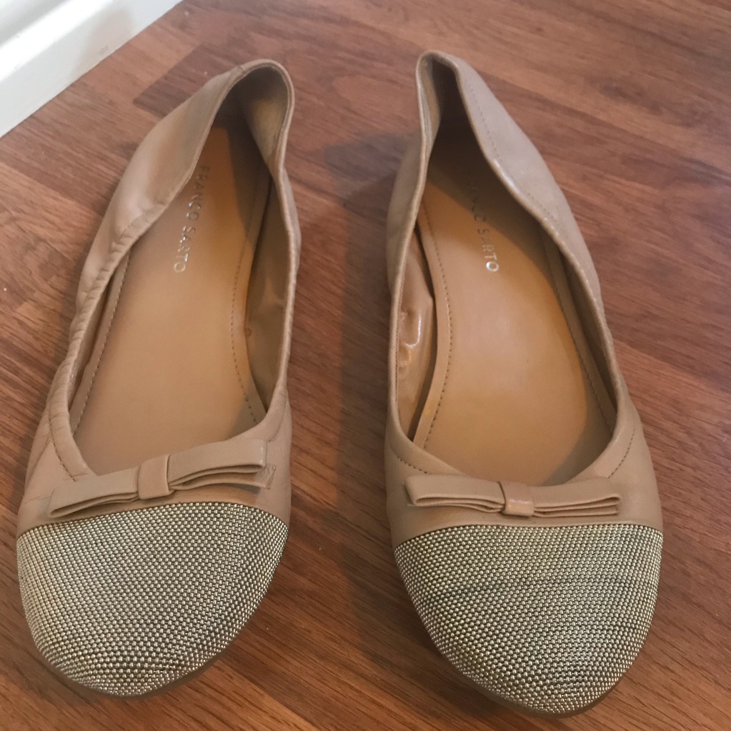 Franco Sarto Ballet Flats Nude & Metal Siz